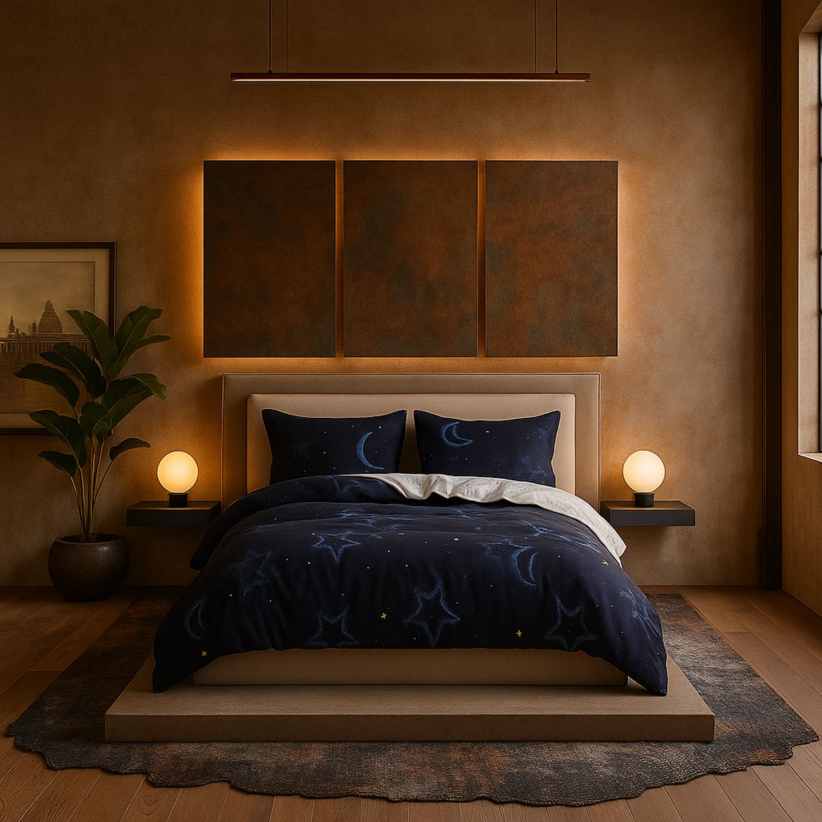 ARMONIA - Juego de cama cama King de 25 plazas diseño Luna y Estrellas 634