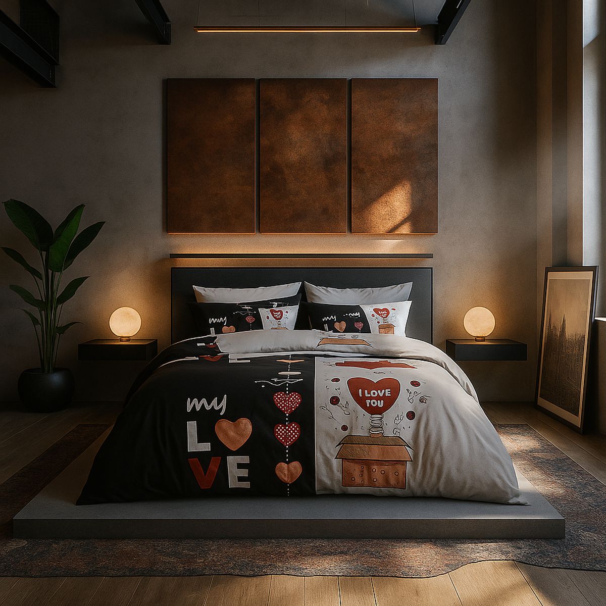 ARMONIA - Juego sabanas 25 plazas King diseño My Love modelo 638