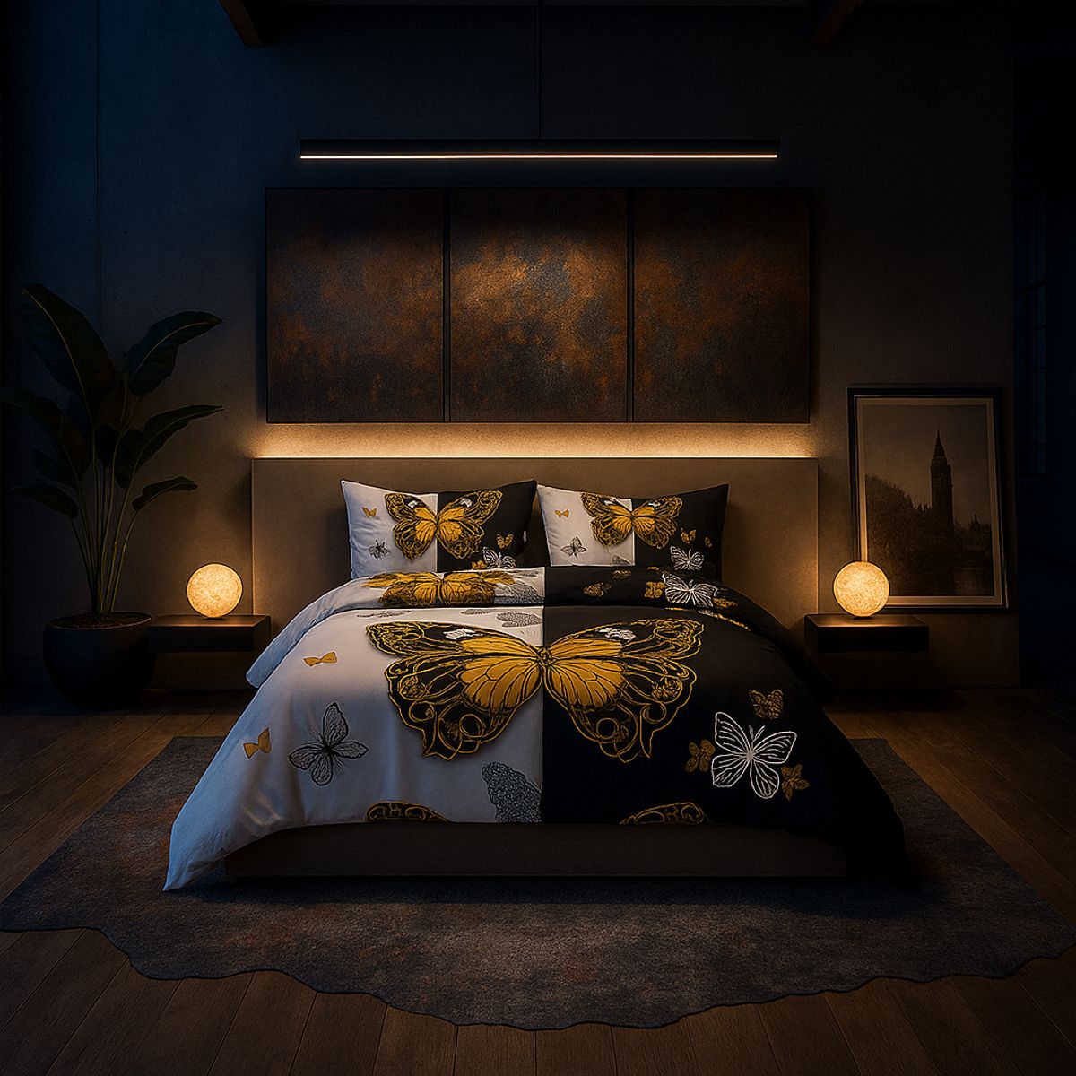 ARMONIA - Juego de sábanas 25 plazas King diseño Queen Mariposas modelo 639