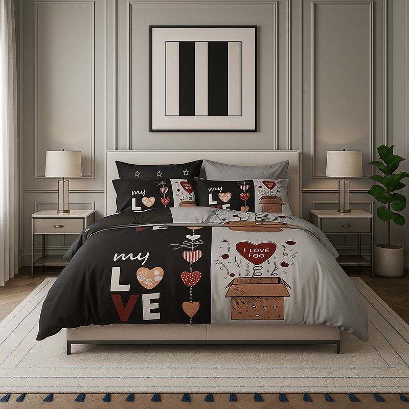 ARMONIA - Ropa de cama Queen 2 plazas diseño My Love modelo 638