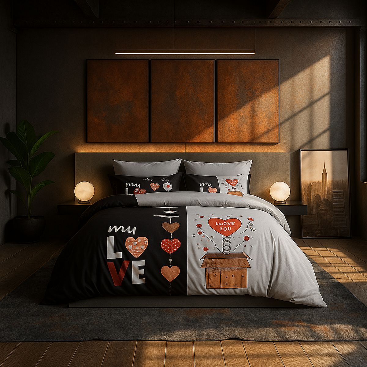 ARMONIA - Juego de cama 2 plazas Queen diseño My Love modelo 638