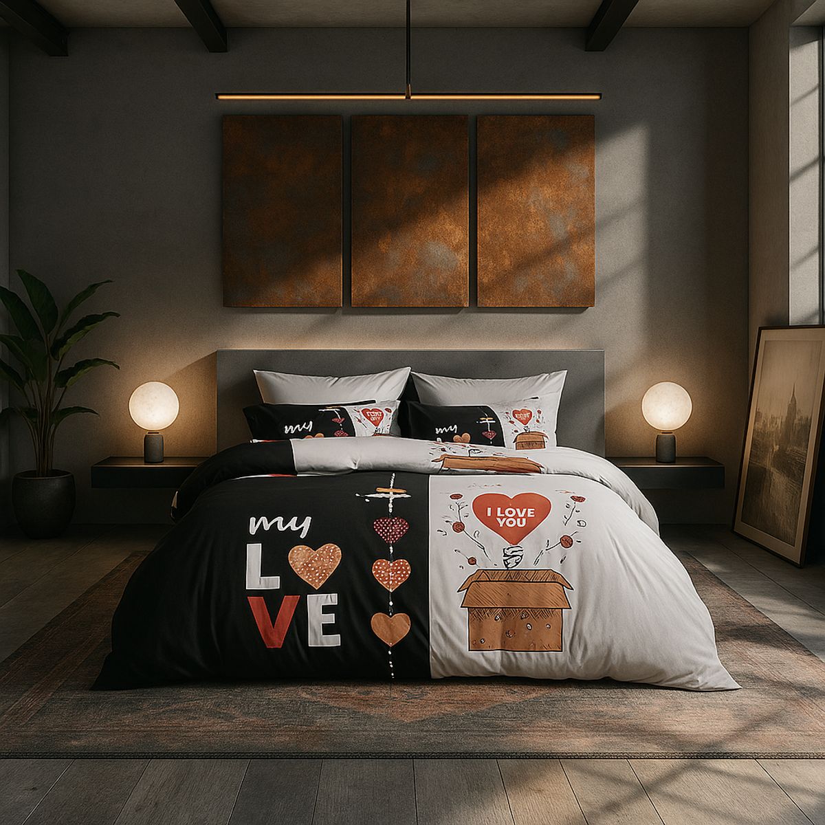 ARMONIA - Juego de cama 2 plazas Queen diseño My Love modelo 638