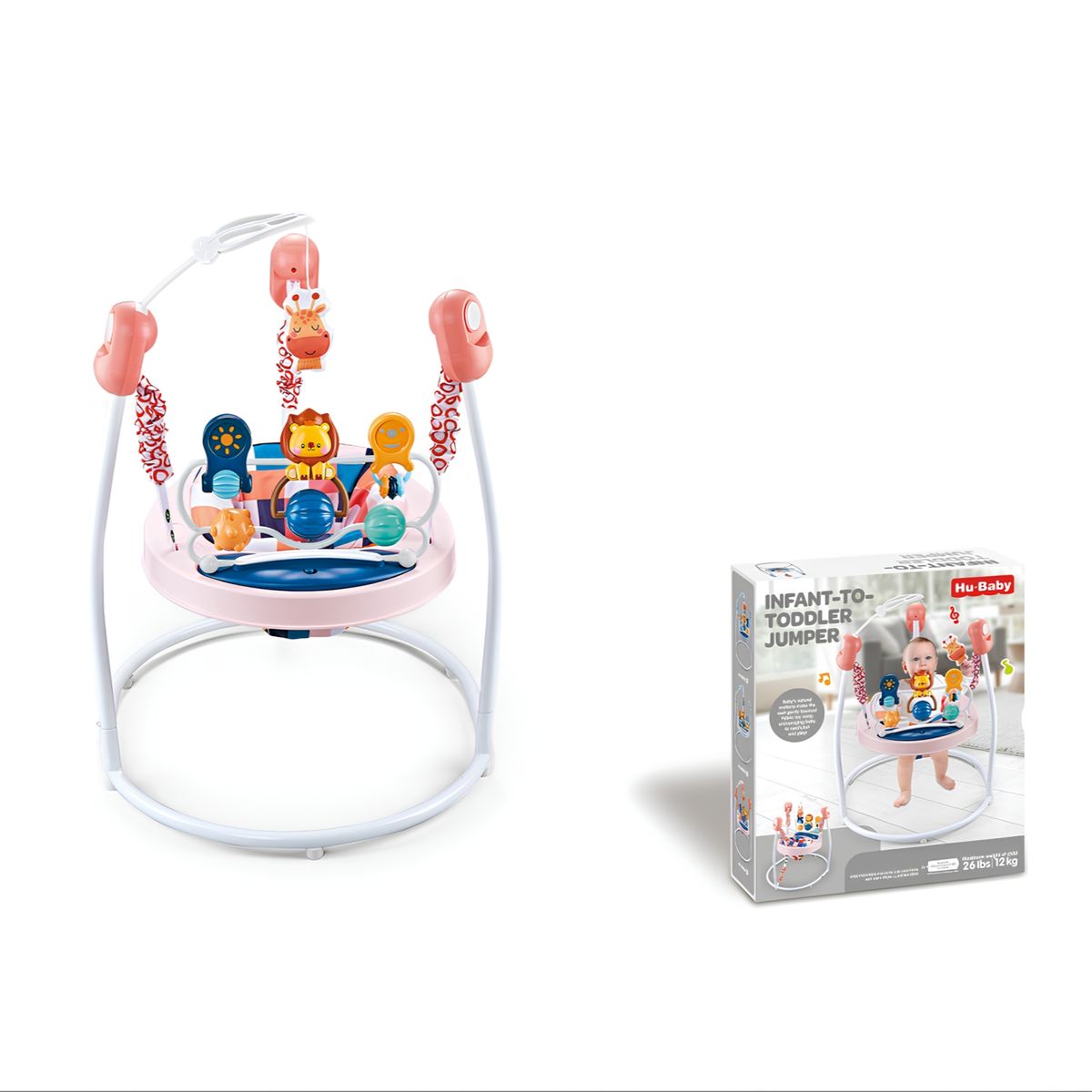 LUBABYCAS - Saltarín Centro De Actividad Musical Smile Rosado LuBabycas