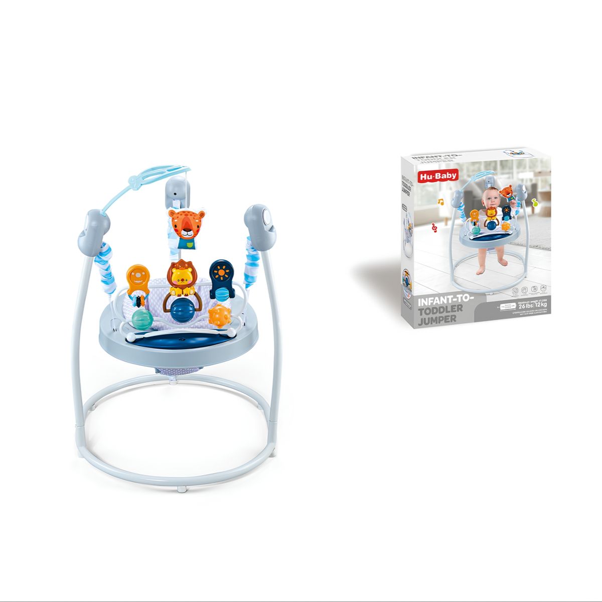 LUBABYCAS - Saltarín Centro De Actividad Musical Smile Azul LuBabycas