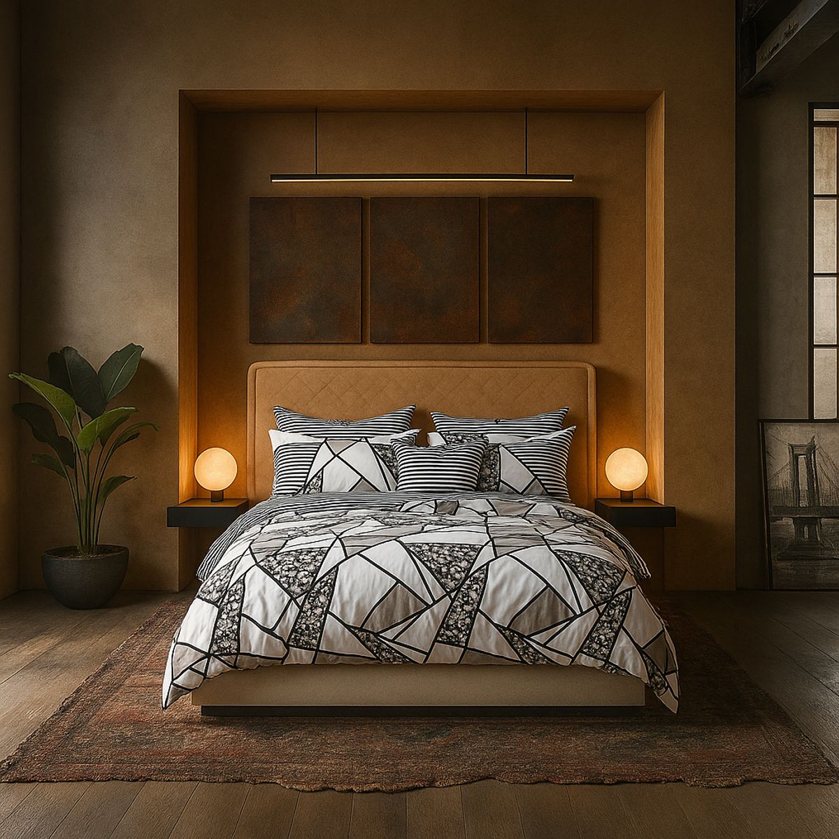 ARMONIA - Juego sabanas 25 plazas King diseño Queen Mosaico modelo 622