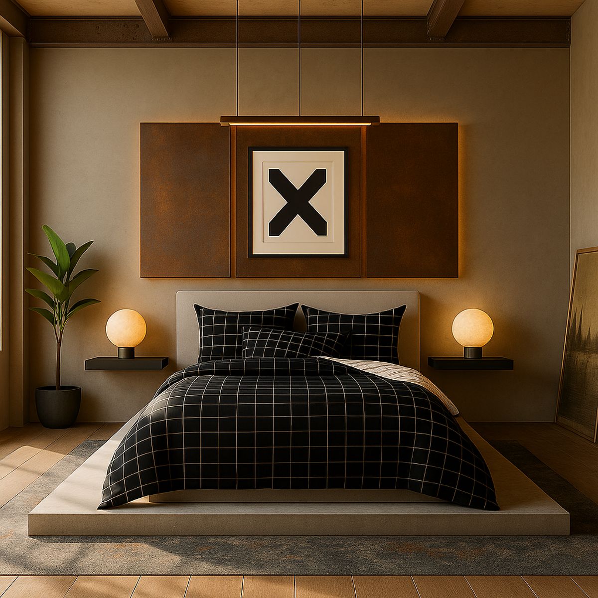 ARMONIA - Juego de sábanas King para cama de 25 plazas Queen Cuadrícula 623