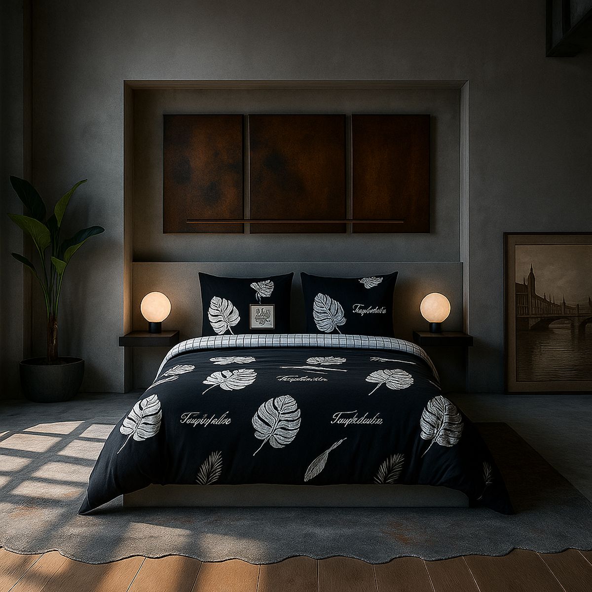 ARMONIA - Ropa de cama 2 plazas Queen diseño Hojas modelo 629