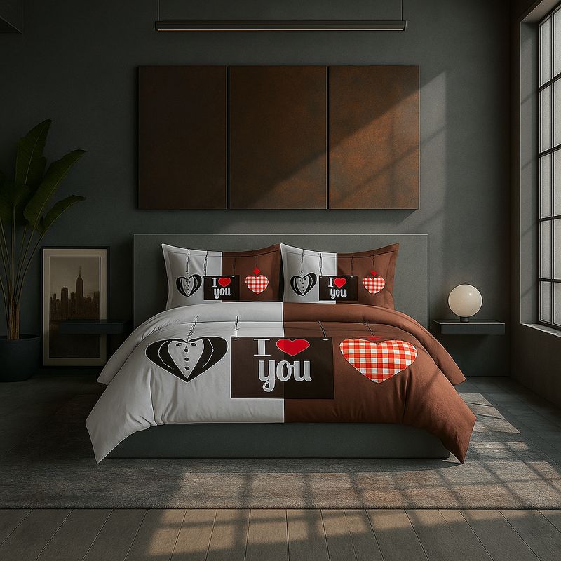 ARMONIA - Ropa de cama cama King de 25 plazas diseño I Love You modelo 625