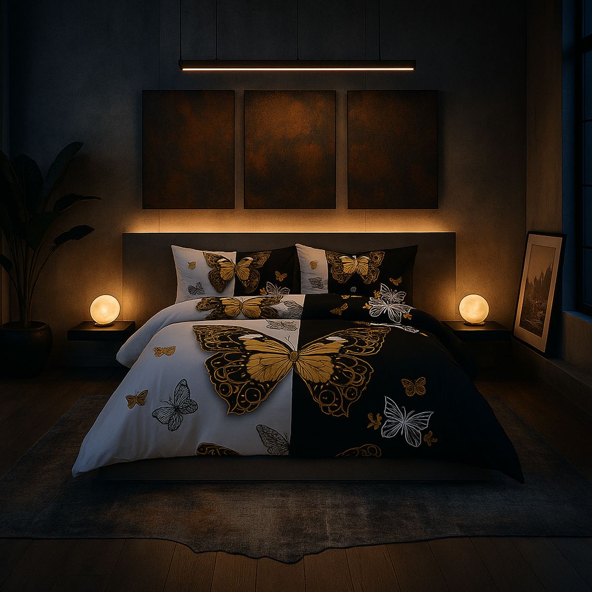 ARMONIA - Set de sábanas 2 plazas Queen diseño Mariposas modelo 639