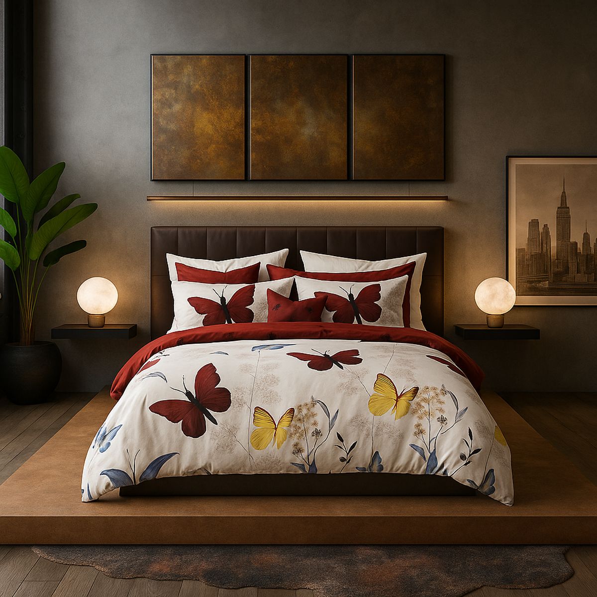 ARMONIA - Ropa de cama Queen 2 plazas diseño Mariposas Colores modelo 644