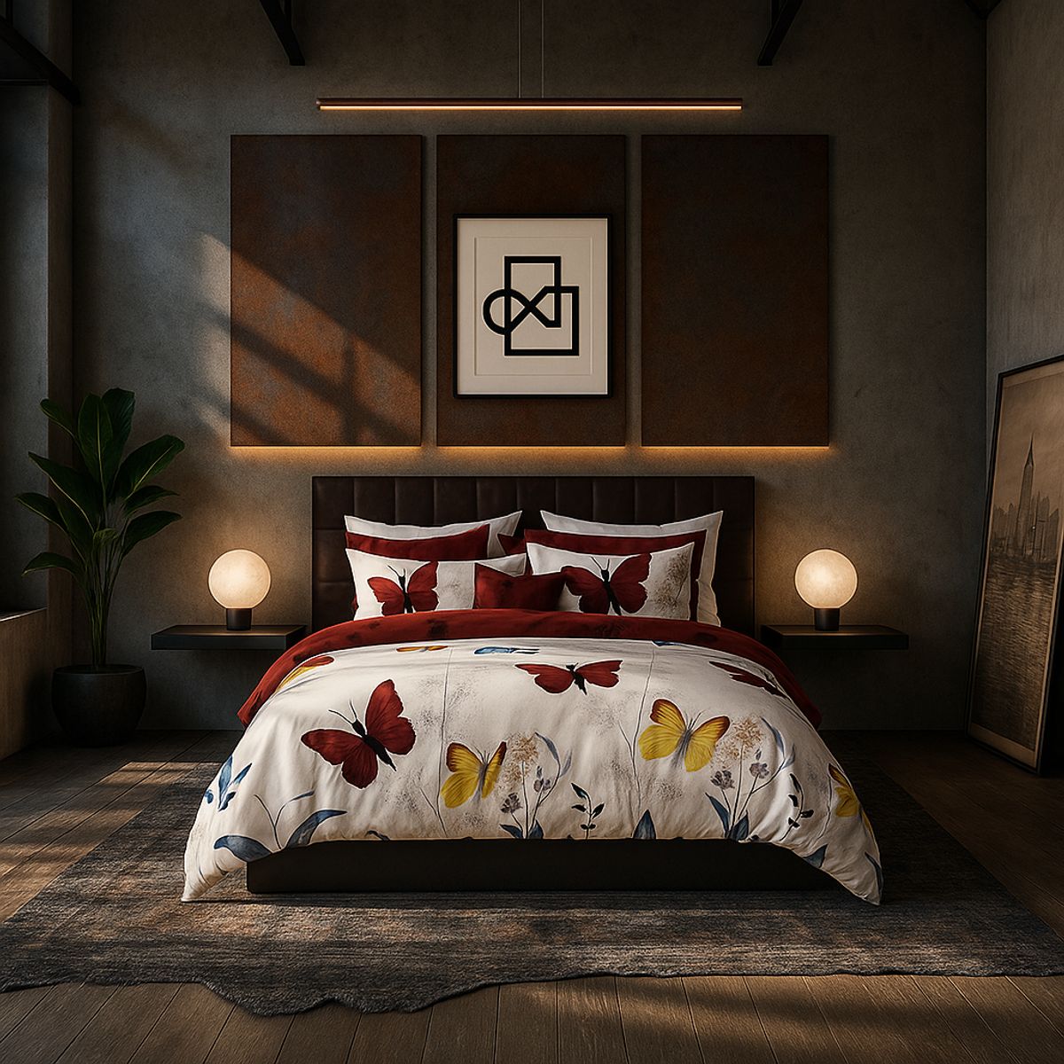 ARMONIA - Juego sabanas 2 plazas Queen diseño Mariposas Colores modelo 644