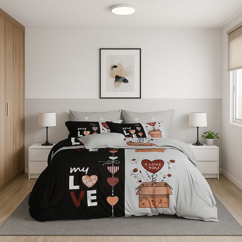 ARMONIA - Juego sabanas King 25 plazas diseño My Love modelo 638
