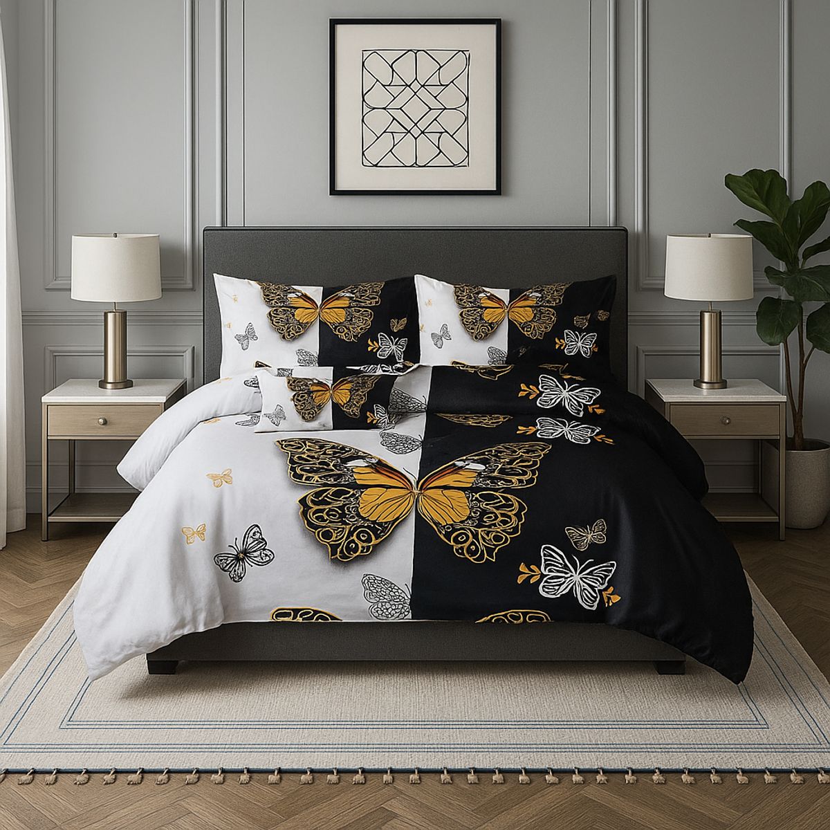 ARMONIA - Juego de cama King 25 plazas diseño Queen Mariposas modelo 639