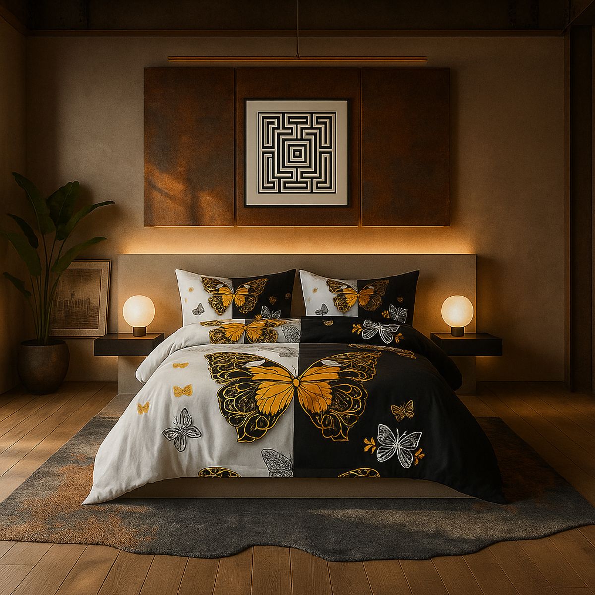 ARMONIA - Juego sabanas 25 plazas King diseño Queen Mariposas modelo 639