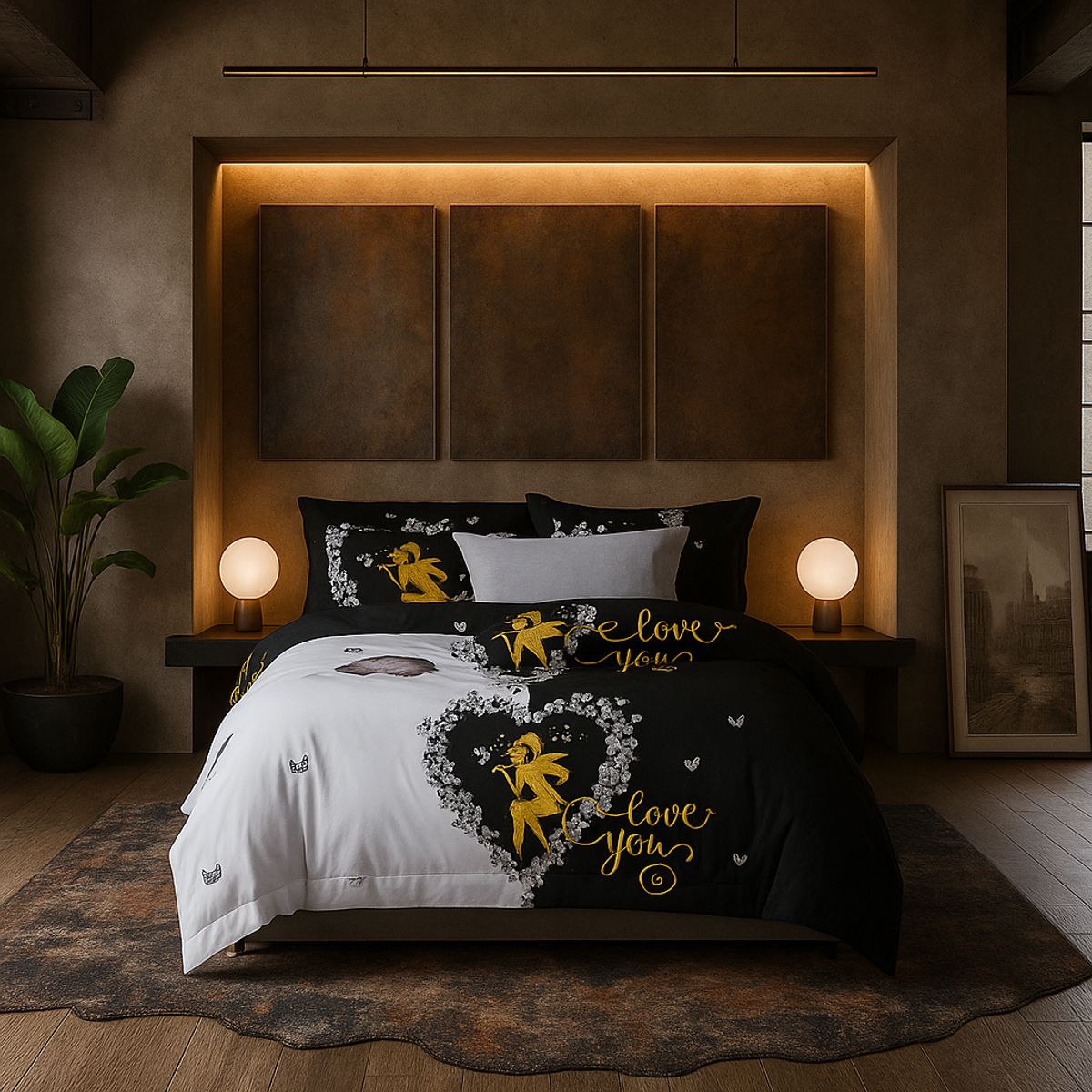 ARMONIA - Juego sabanas 25 plazas King diseño Love You modelo 641