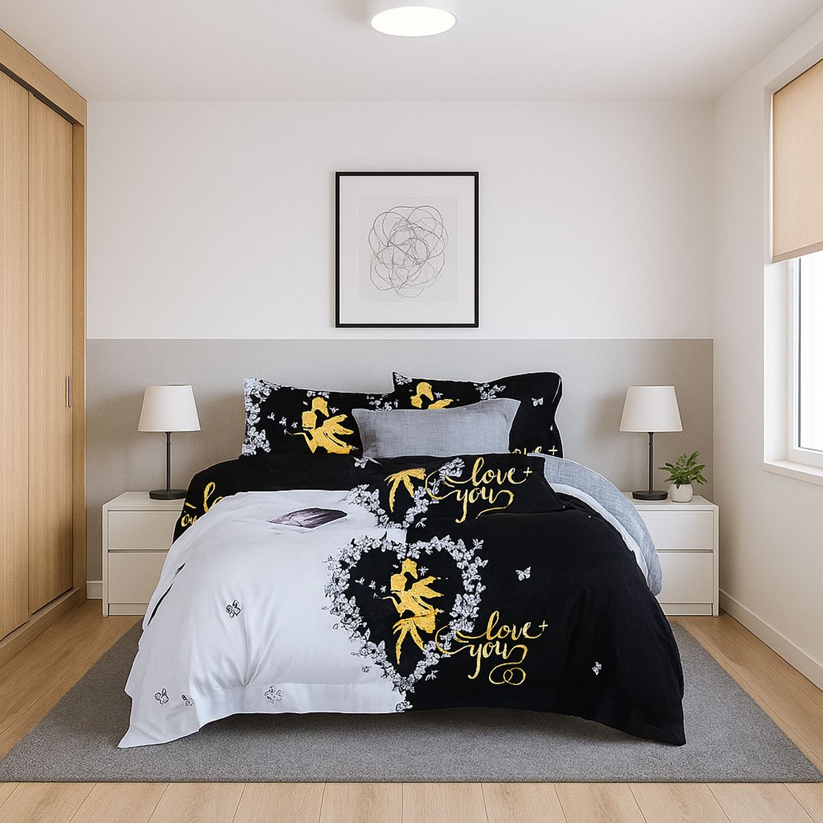 ARMONIA - Juego sabanas 25 plazas King diseño Love You modelo 641