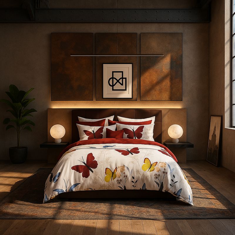 ARMONIA - Set de sábanas cama King de 25 plazas diseño Mariposas Colores 644