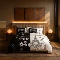 ARMONIA - Juego sabanas 25 plazas King diseño Queen Eifel modelo 645