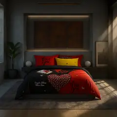 ARMONIA - Ropa de cama 2 plazas Queen diseño Corazón Rojo 2 Plazas modelo 620