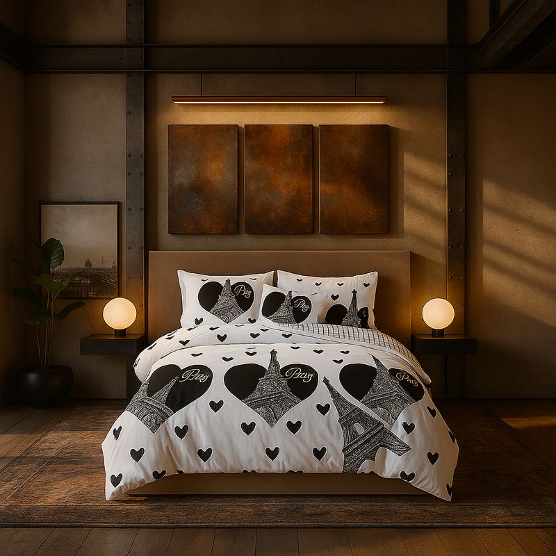 ARMONIA - Juego de sábanas Queen para cama de 2 plazas diseño Torre Paris 633