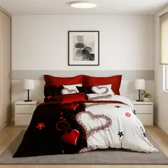 ARMONIA - Juego sabanas Queen 2 plazas diseño Corazones modelo 635