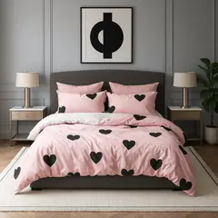 ARMONIA - Juego de cama Queen 2 plazas diseño Pink Corazon modelo 636