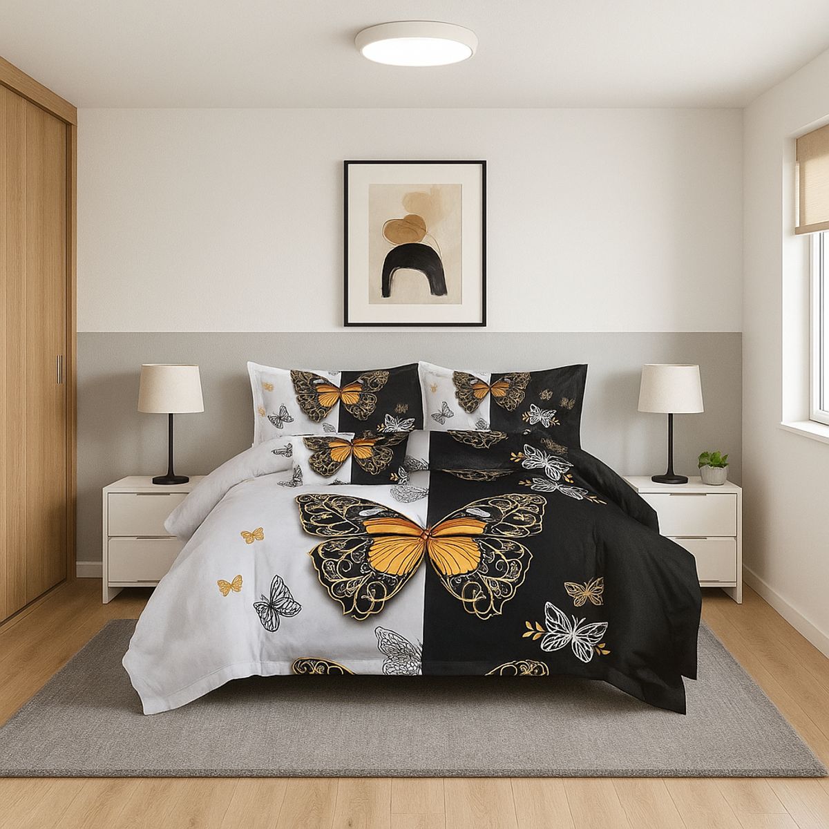 ARMONIA - Juego de sábanas 2 plazas Queen diseño Mariposas modelo 639