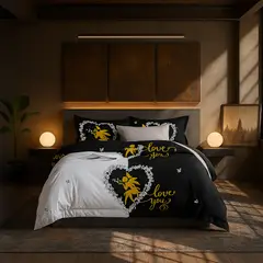 ARMONIA - Juego sabanas 2 plazas Queen diseño Love You modelo 641