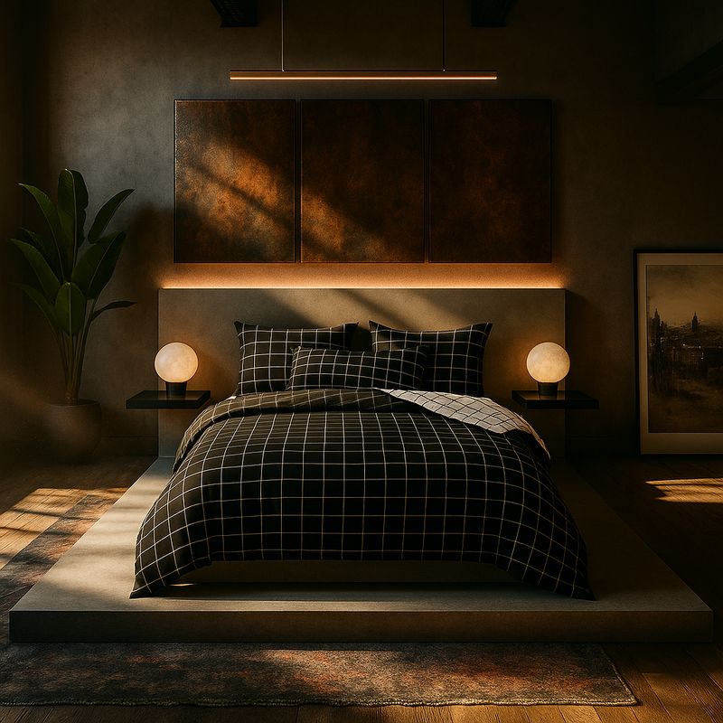 ARMONIA - Juego de cama cama King de 25 plazas diseño Queen Cuadrícula 623