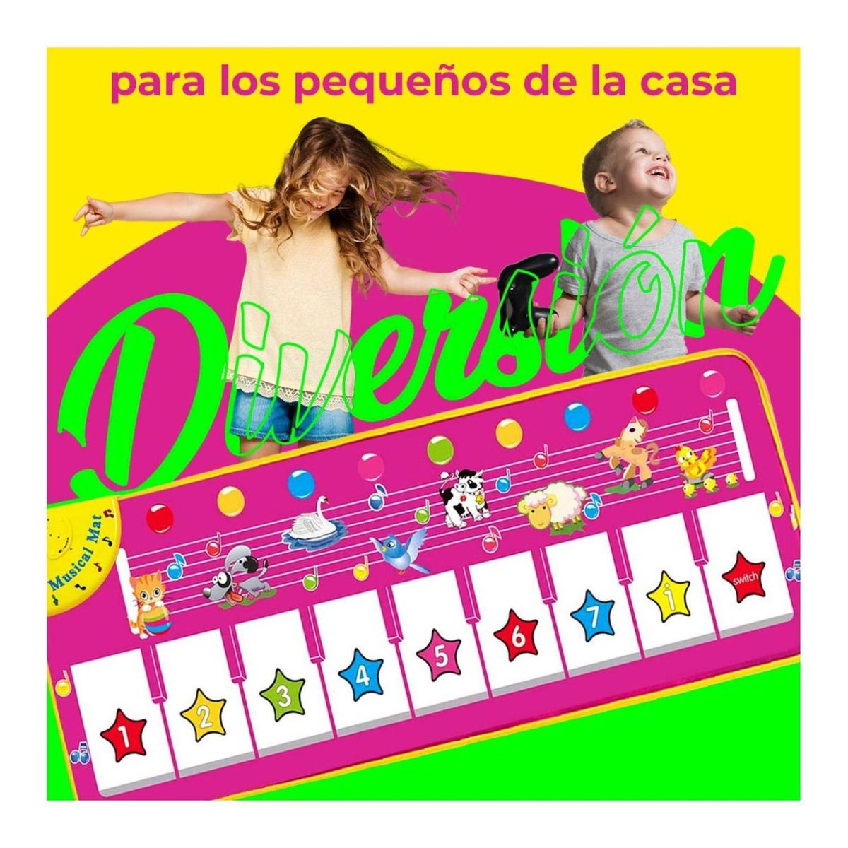 GENERICO - juguete Alfombra Musical 10 Teclas 7 Sonidos Rosado Infantil