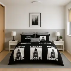 ARMONIA - Set de sábanas Queen 2 plazas diseño London Big Ben modelo 628