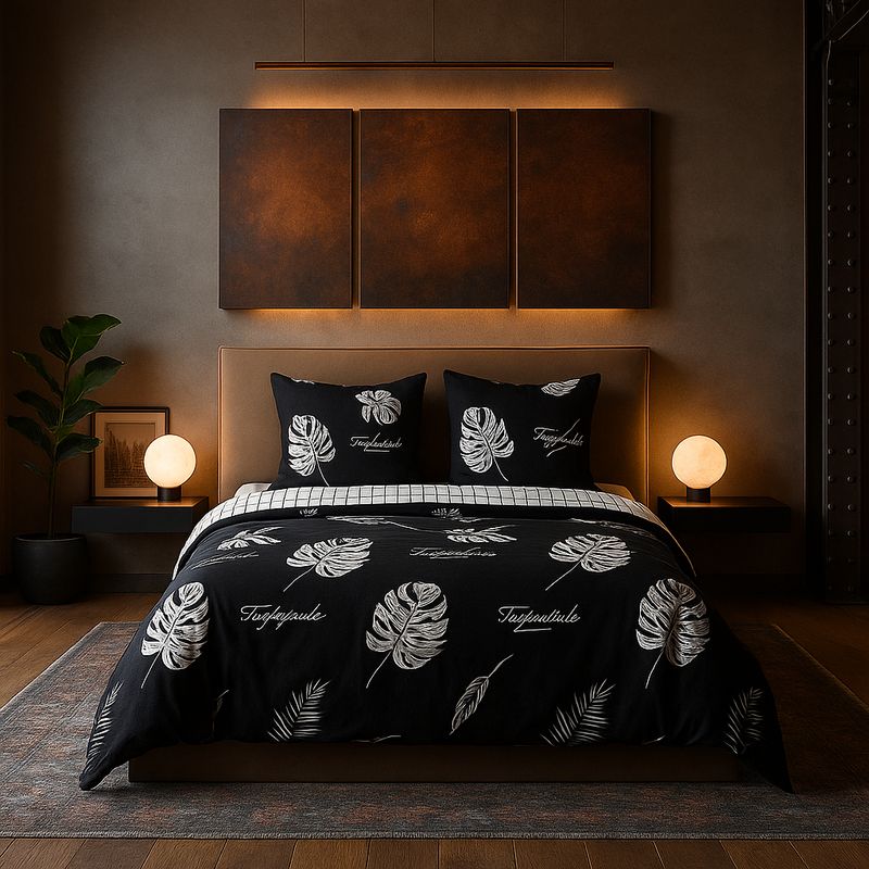 ARMONIA - Juego de sábanas Queen para cama de 2 plazas diseño Hojas modelo 629