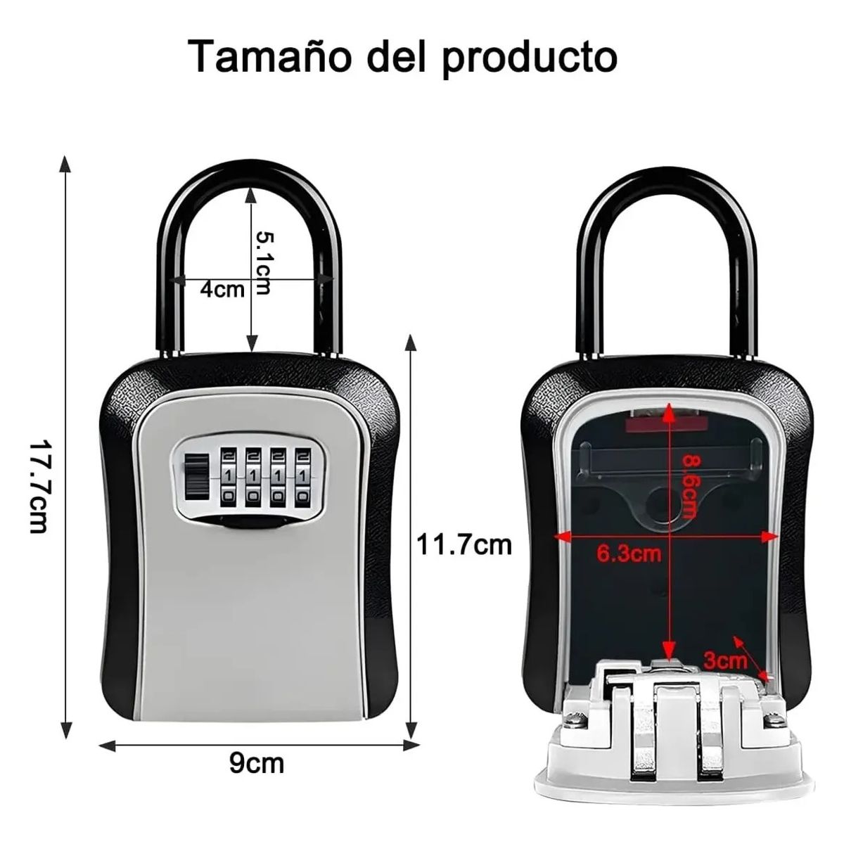 GENERICO - Caja Seguridad Porta Llave Candado Clave Muro Colgador