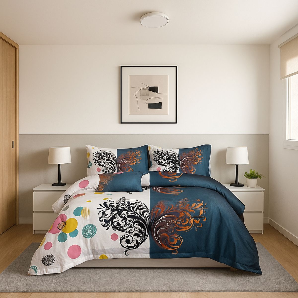 ARMONIA - Set de sábanas Queen 2 plazas diseño Trival Mariposa modelo 632