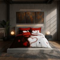 Juego de sábanas 2 plazas Queen diseño Corazones modelo 635