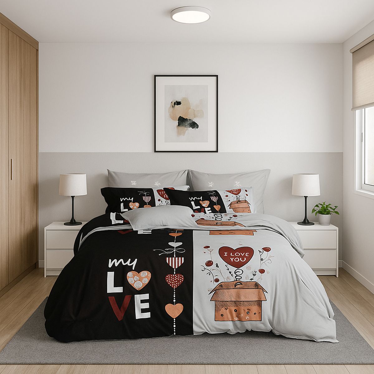 ARMONIA - Juego sabanas Queen 2 plazas diseño My Love modelo 638