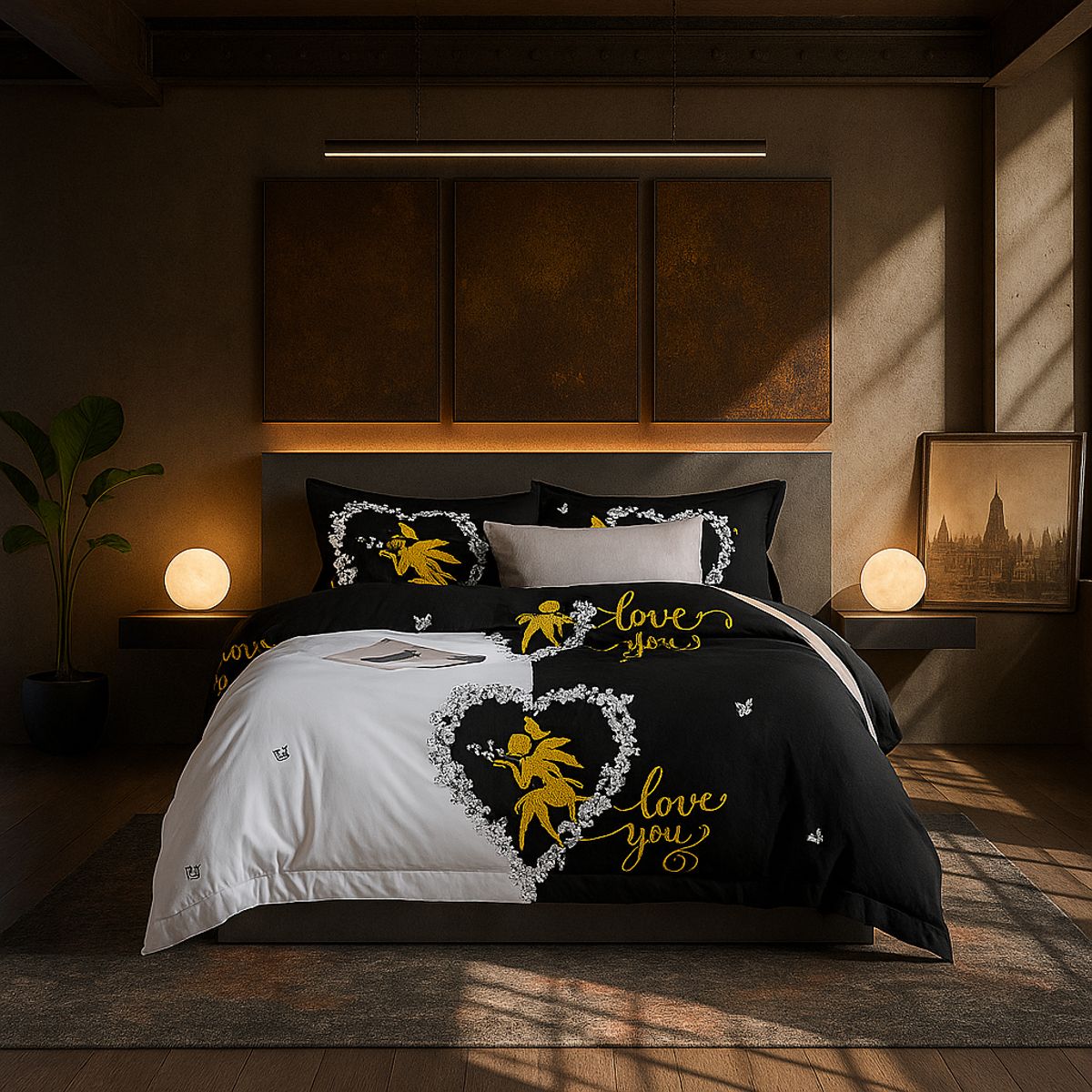 ARMONIA - Juego sabanas 2 plazas Queen diseño Love You modelo 641