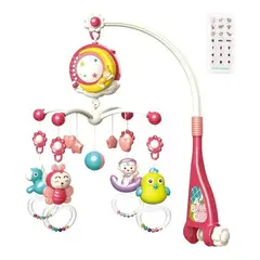 GENERICO - Juguete Movil Sonajero Infantil Luz Y Sonido Animales Rosado