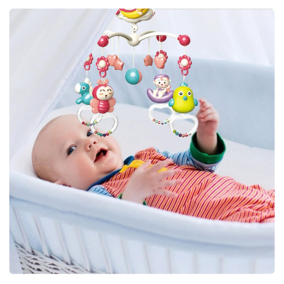 GENERICO - Juguete Movil Sonajero Infantil Con Luz Y Sonido Animales Celeste