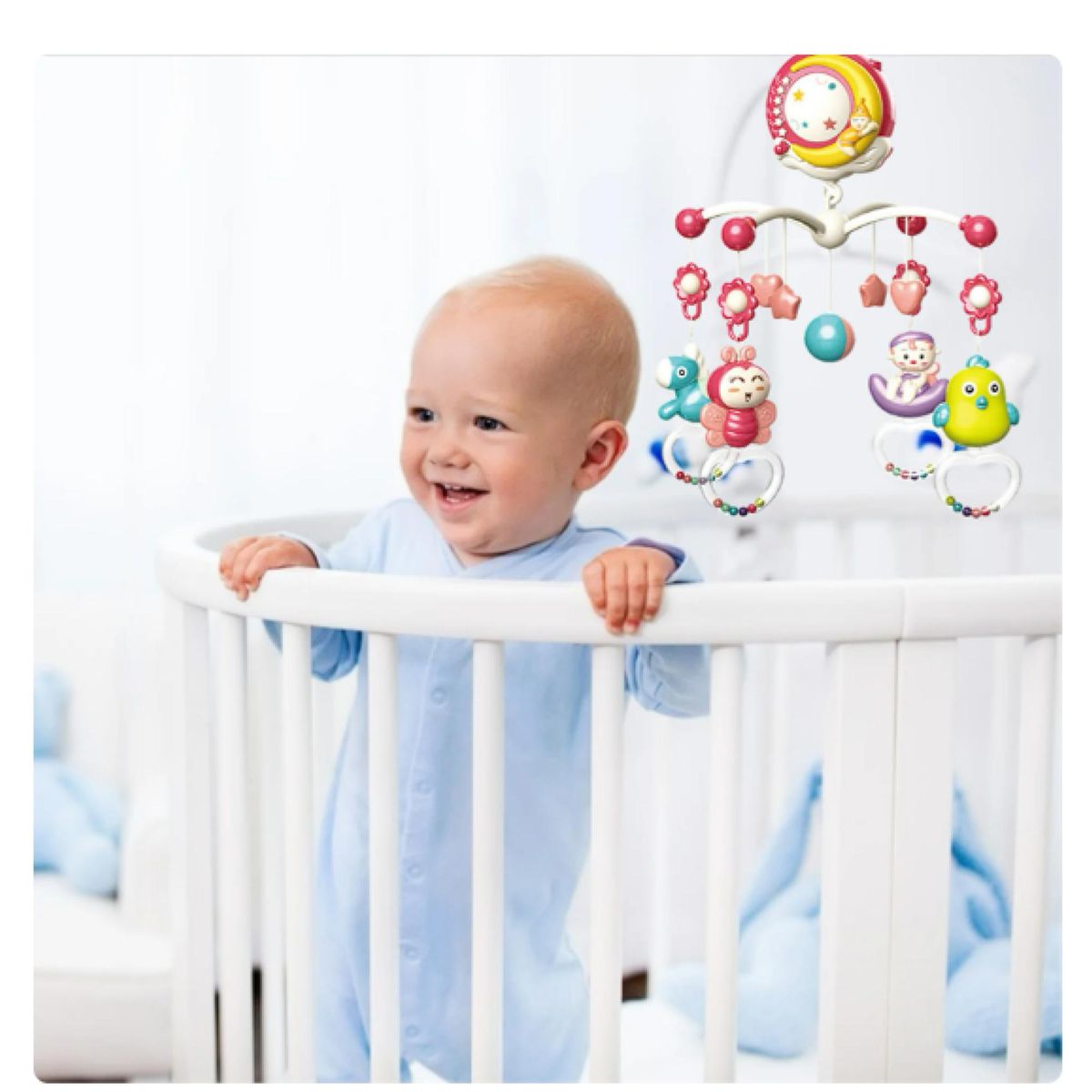 GENERICO - Juguete Movil Sonajero Infantil Con Luz Y Sonido Animales Celeste