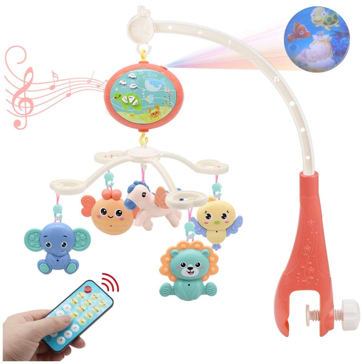 GENERICO - Juguete Movil Sonajero Infantil Con Luz Y Sonido Acuatico Naranja