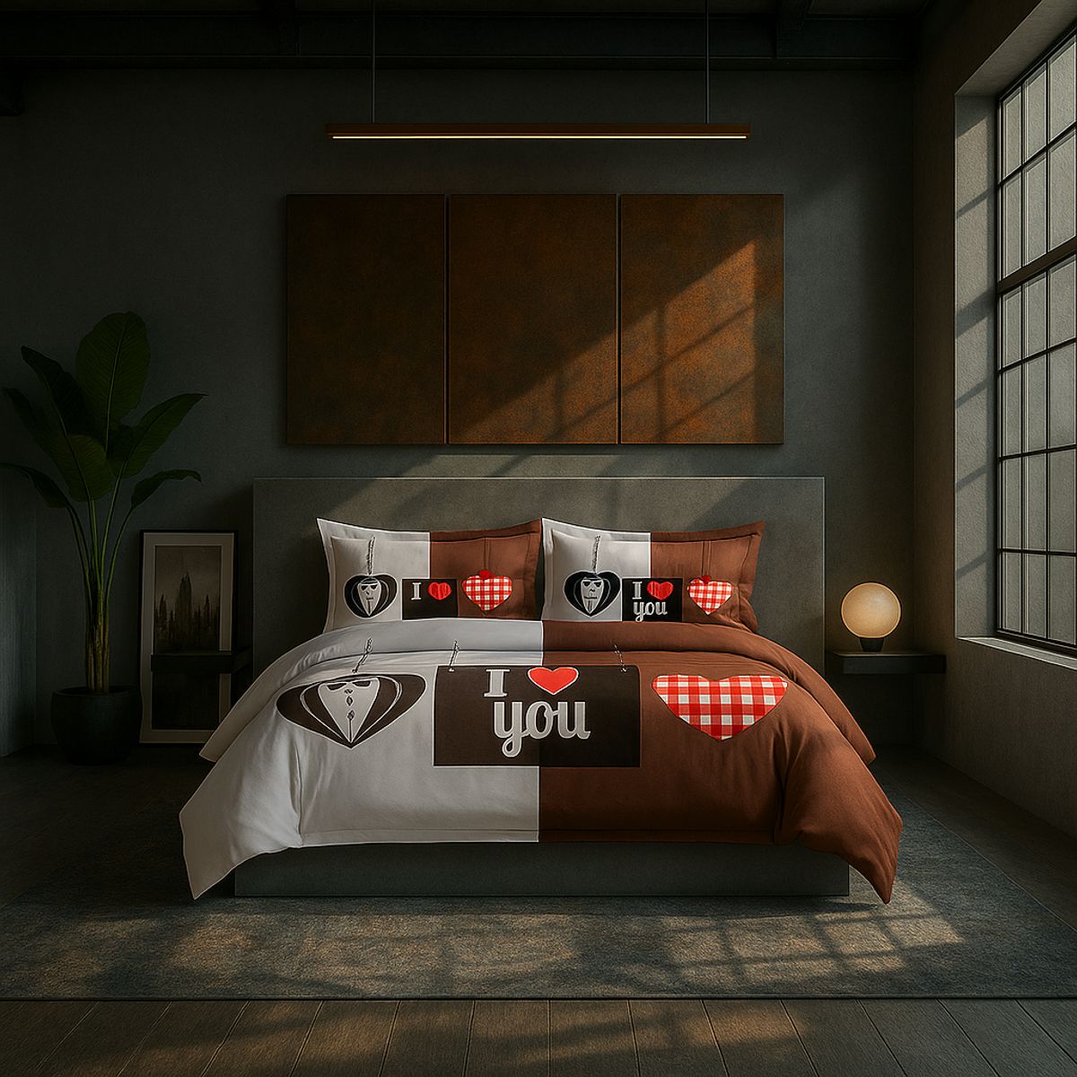 ARMONIA - Juego sabanas 2 plazas Queen diseño I Love You modelo 625