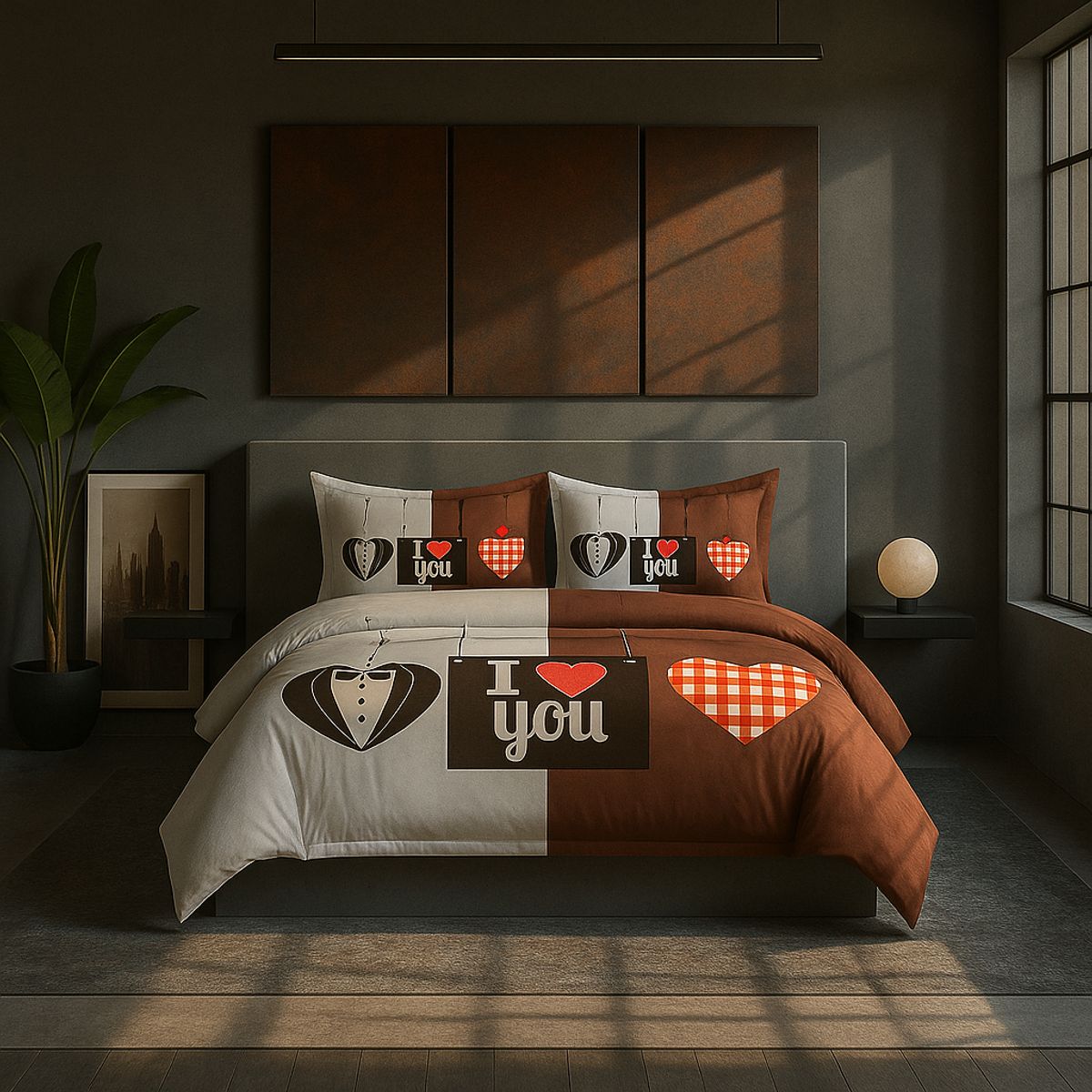 ARMONIA - Juego sabanas 2 plazas Queen diseño I Love You modelo 625