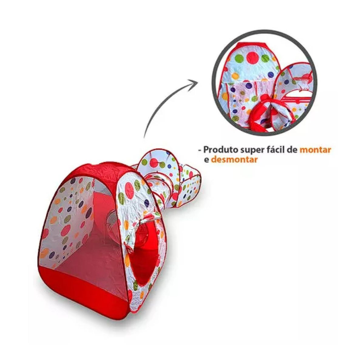 GENERICO - Juguete Carpa 3 En 1 Tunel Piscina De Pelotas Infantil Rojo