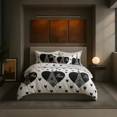 ARMONIA - Juego sabanas cama Queen de 2 plazas diseño Torre Paris modelo 633
