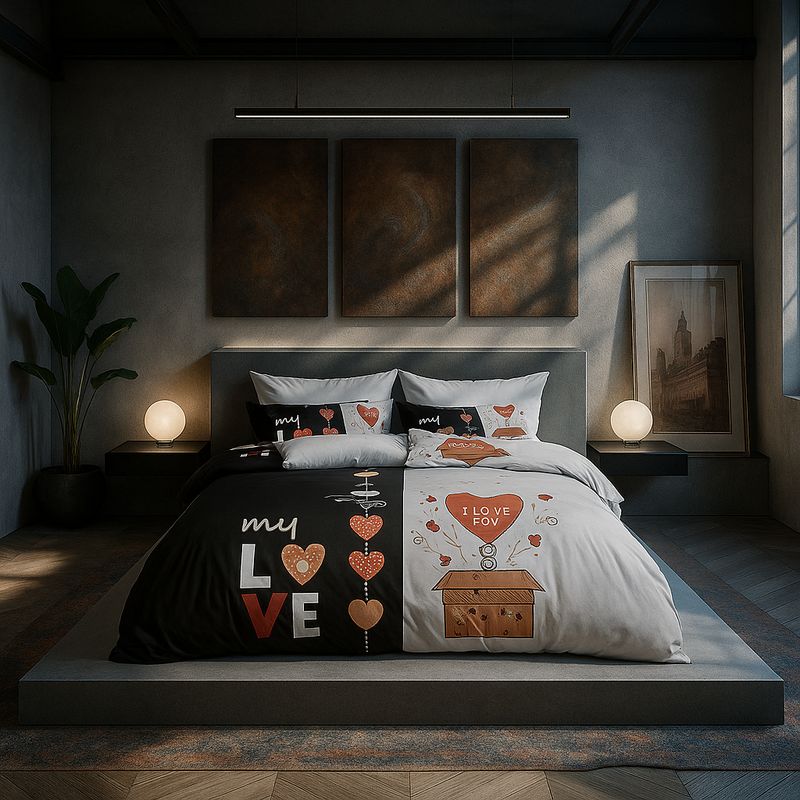 ARMONIA - Juego de cama Queen para cama de 2 plazas diseño My Love modelo 638