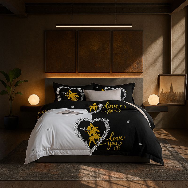ARMONIA - Juego sabanas 2 plazas Queen diseño Love You modelo 641