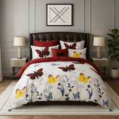 ARMONIA - Juego de cama Queen 2 plazas diseño Mariposas Colores modelo 644