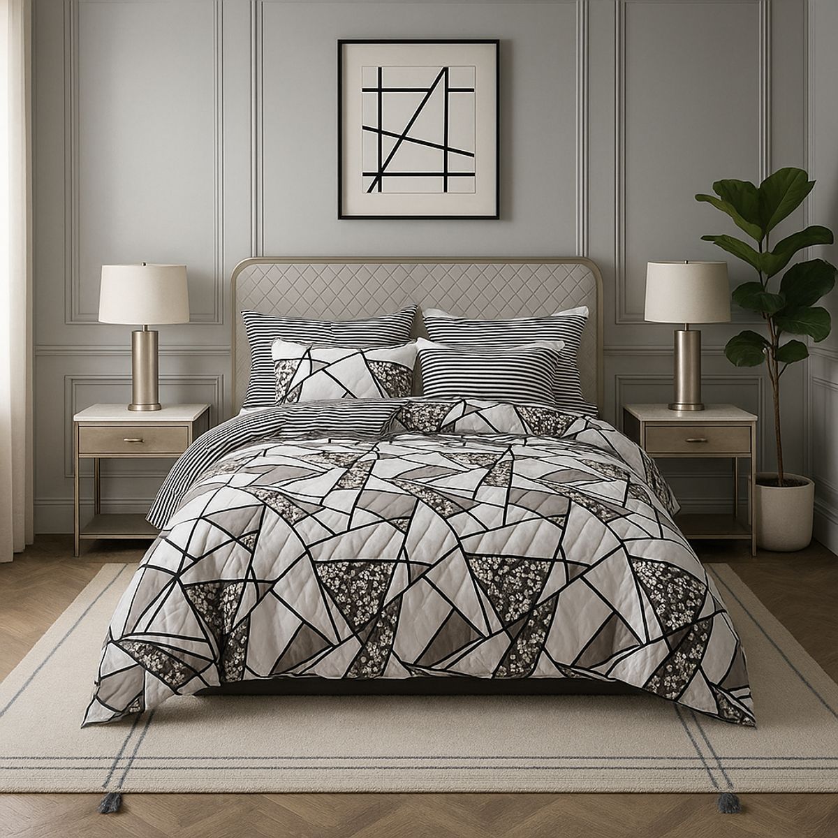 ARMONIA - Ropa de cama King 25 plazas diseño Queen Mosaico modelo 622