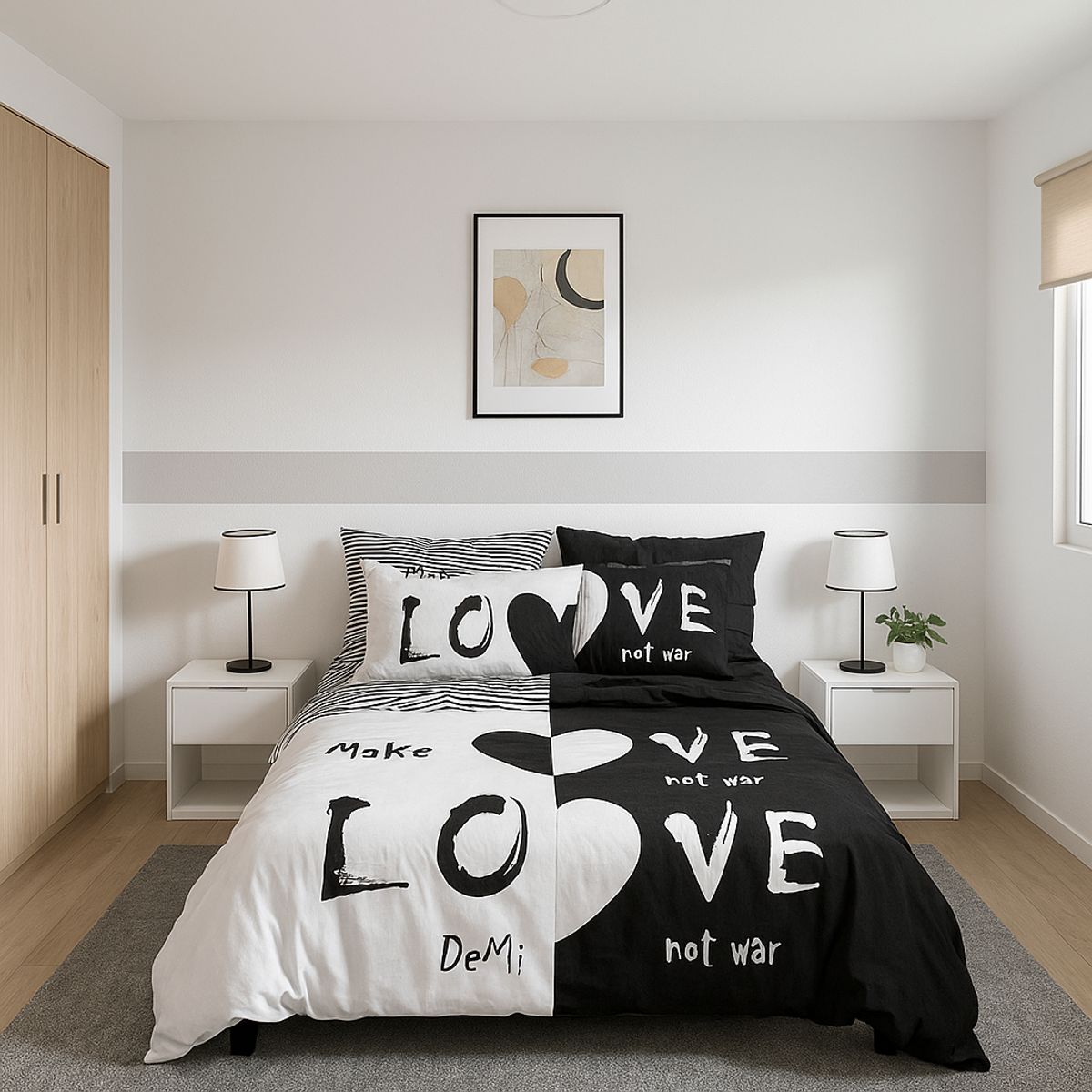 ARMONIA - Juego de cama King 25 plazas diseño Love Black modelo 624